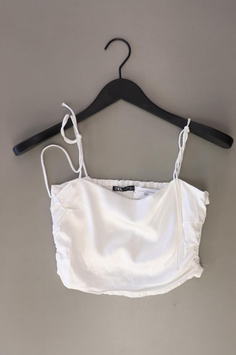 Zara Crop Top Gr. L weiß aus Polyester