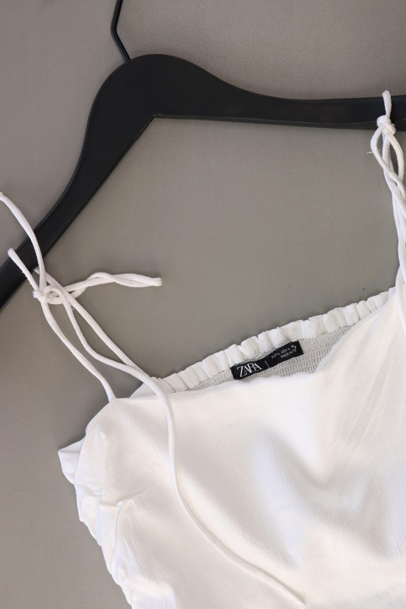 Zara Crop Top Gr. L weiß aus Polyester