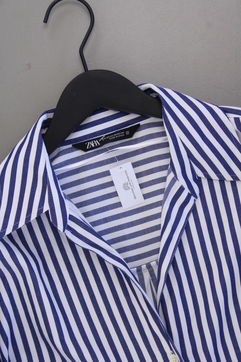 Zara Langarmbluse Gr. XS gestreift blau aus Baumwolle