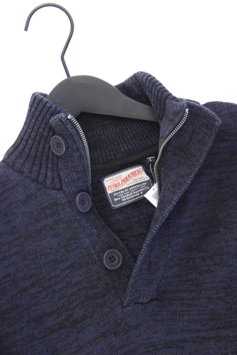 Petrol Industries Grobstrickpullover für Herren Gr. L blau aus Baumwolle