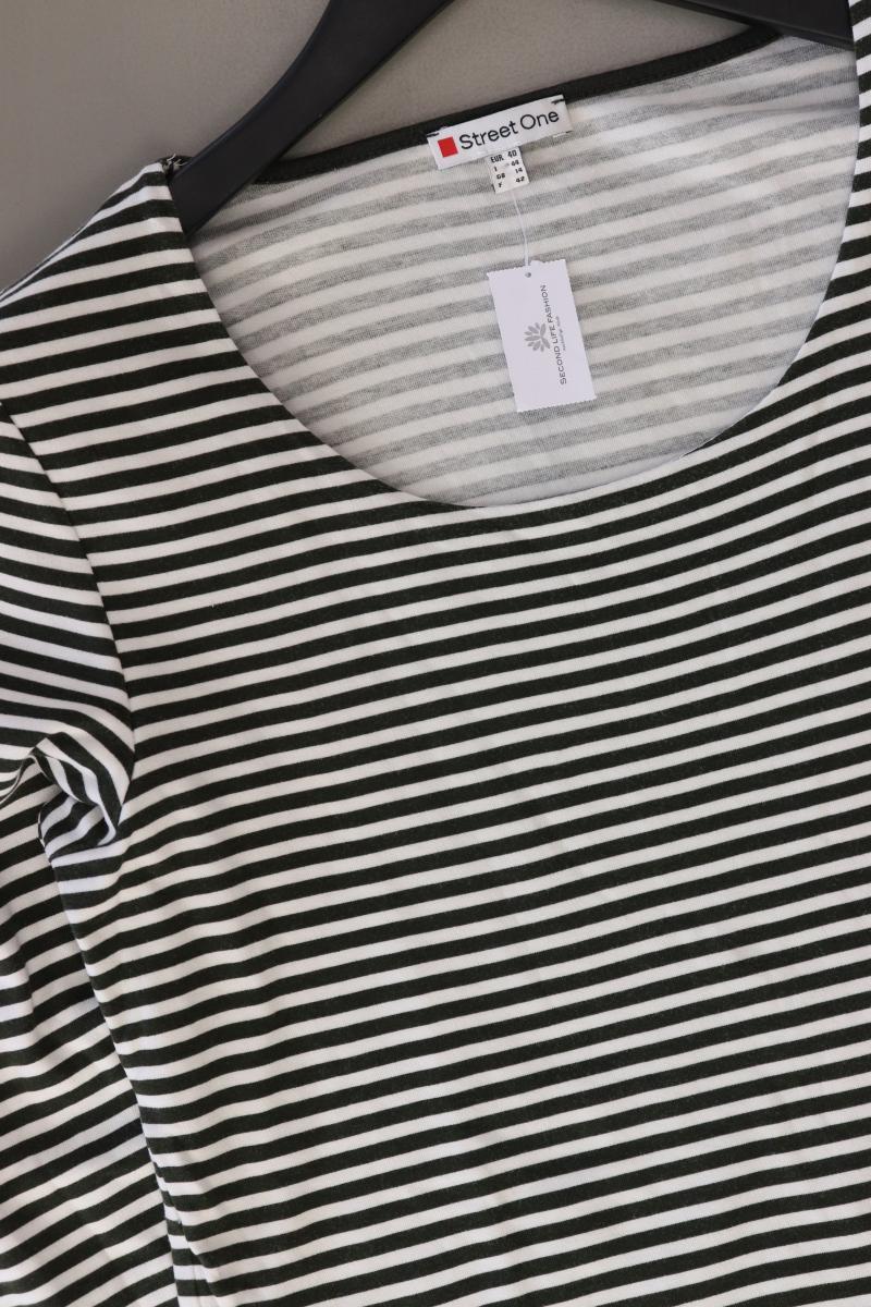 Street One Ringelshirt Gr. 40 gestreift 3/4 Ärmel olivgrün aus Baumwolle