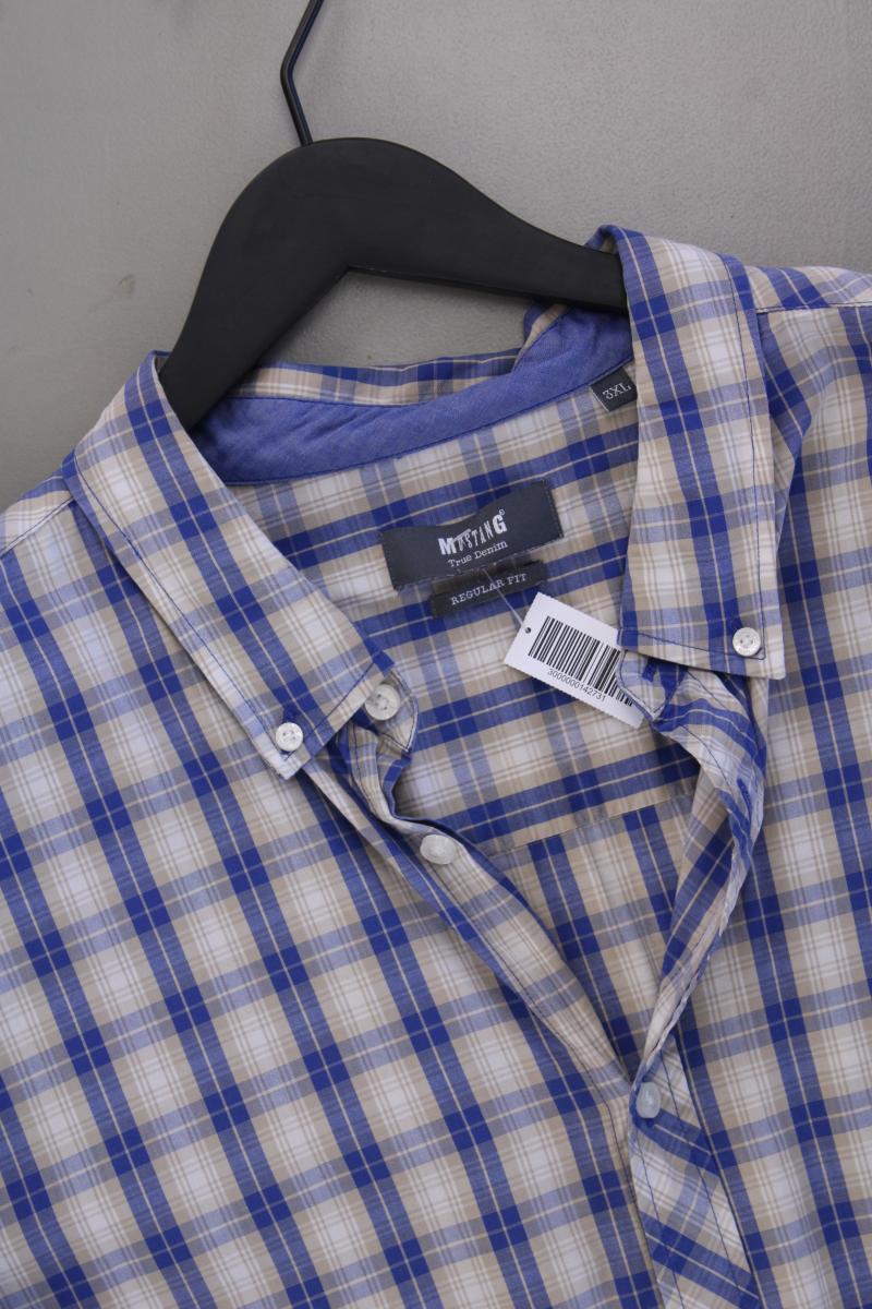 Mustang Karohemd für Herren Gr. XXXL kariert Langarm blau aus Baumwolle