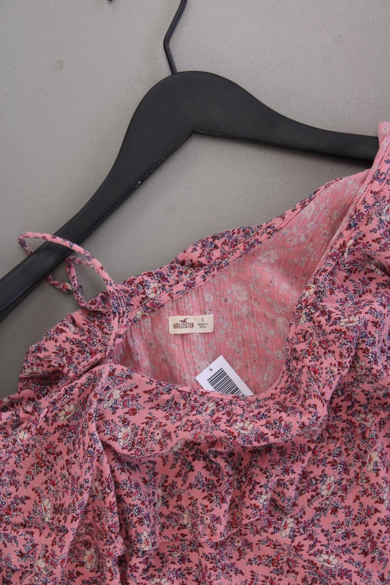Hollister Kurzarmbluse Gr. S mit Blumenmuster rosa aus Viskose