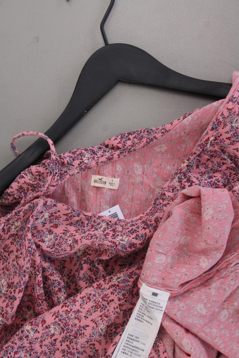 Hollister Kurzarmbluse Gr. S mit Blumenmuster rosa aus Viskose
