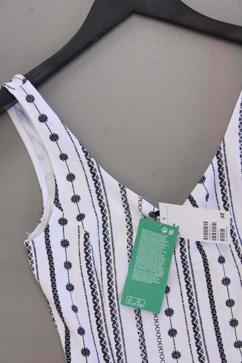 H&M Divided Sommerkleid Gr. 36 geometrisches Muster neu mit Etikett Träger weiß