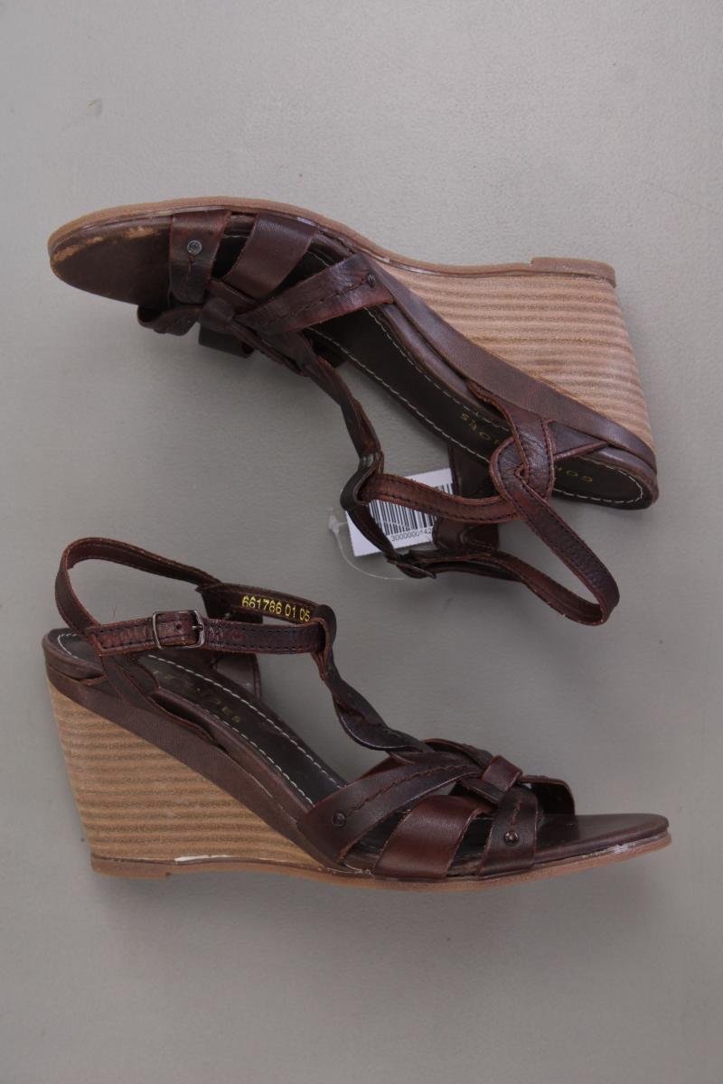 Görtz Schuhe Sandaletten mit Keilabsatz Gr. 38 braun aus Leder