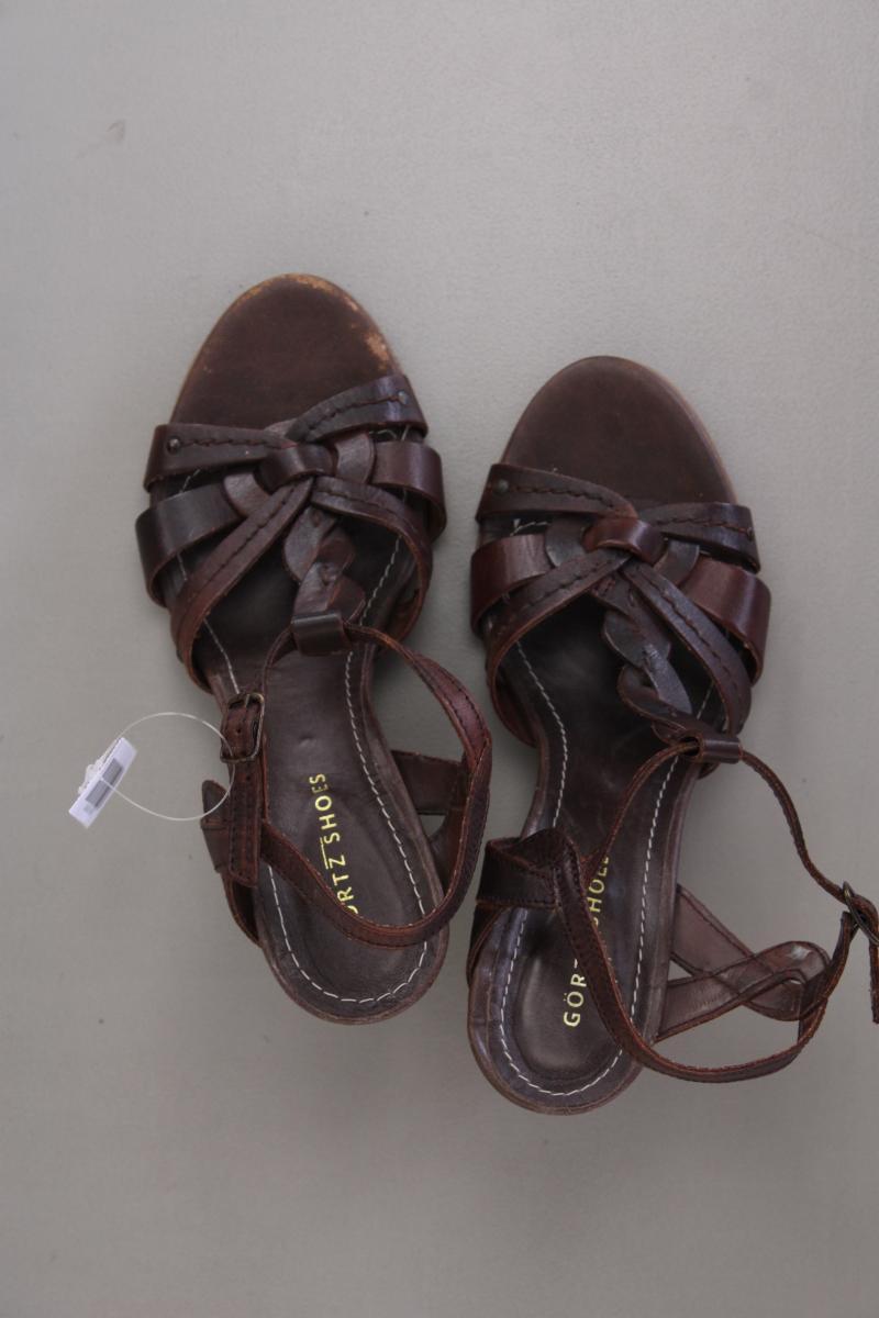 Görtz Schuhe Sandaletten mit Keilabsatz Gr. 38 braun aus Leder