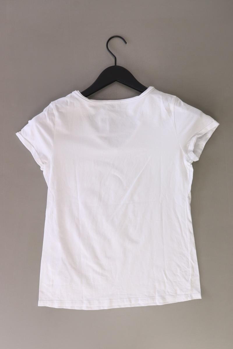 More&More Shirt mit V-Ausschnitt Gr. 36 Kurzarm mit Pailletten weiß
