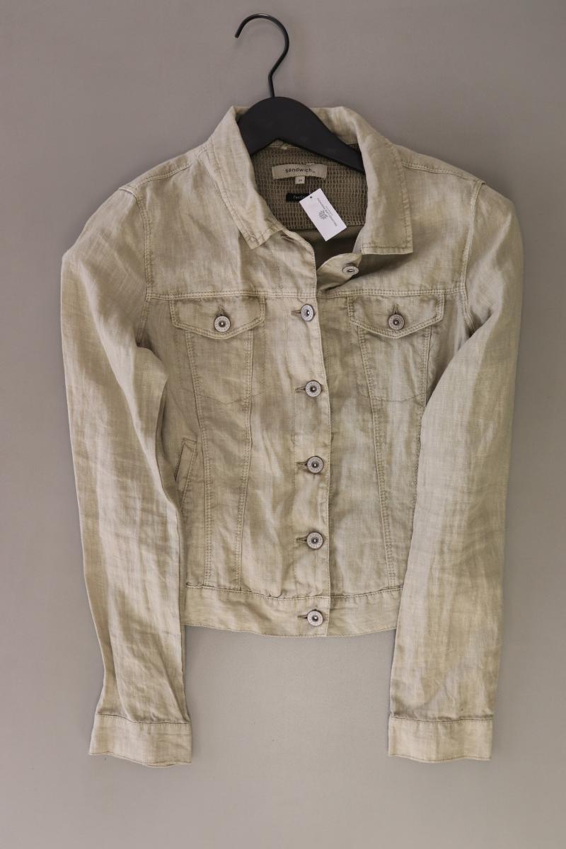 Sandwich_ Übergangsjacke Gr. 34 grau aus Leinen