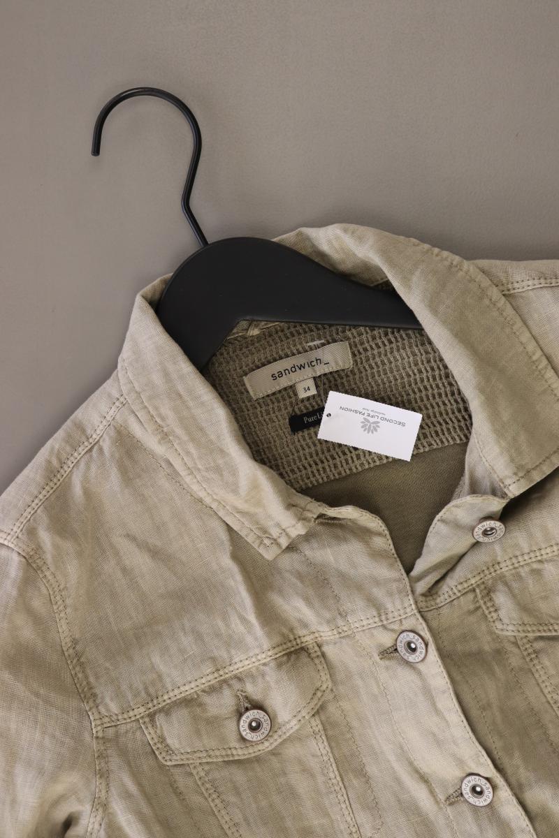Sandwich_ Übergangsjacke Gr. 34 grau aus Leinen