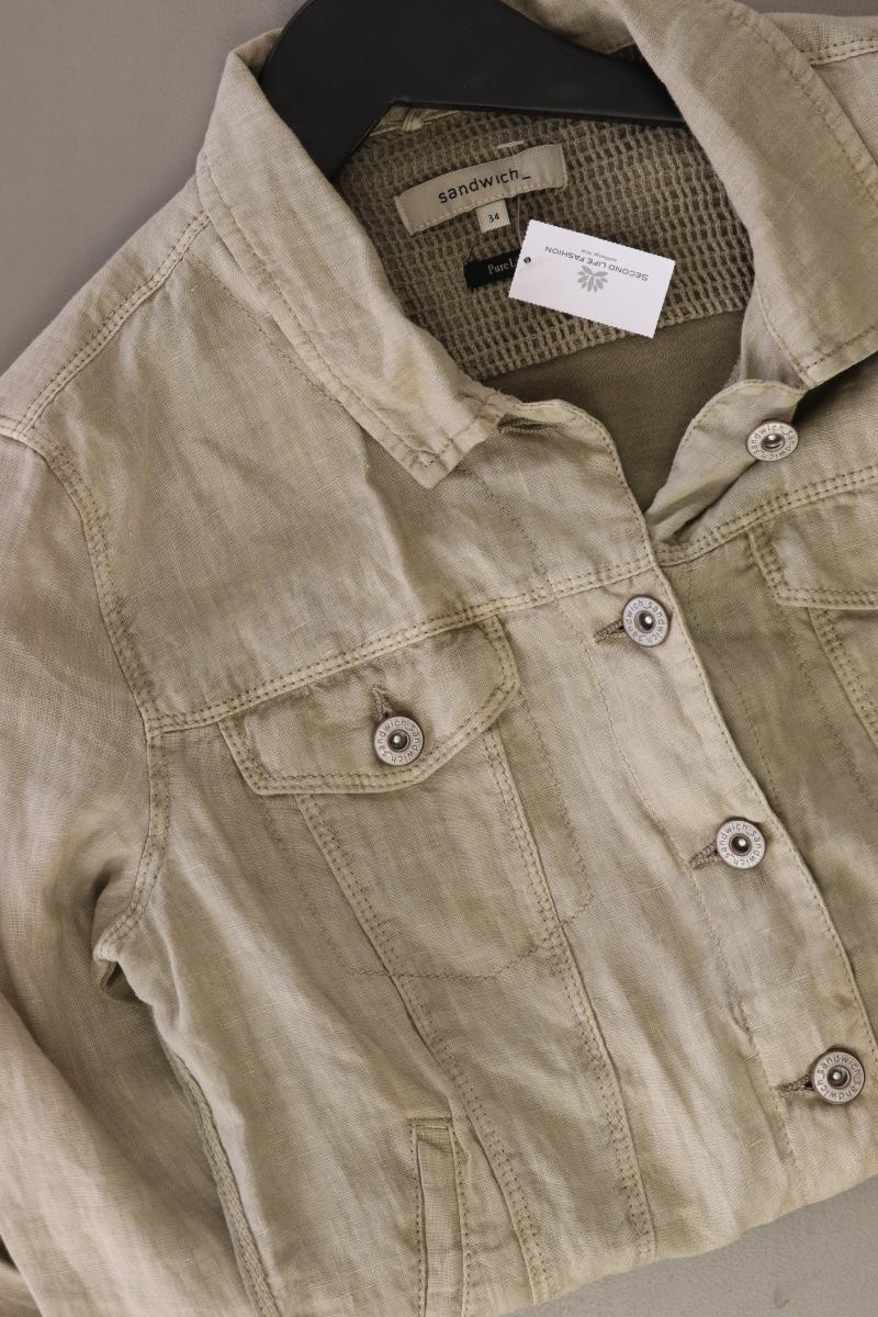 Sandwich_ Übergangsjacke Gr. 34 grau aus Leinen