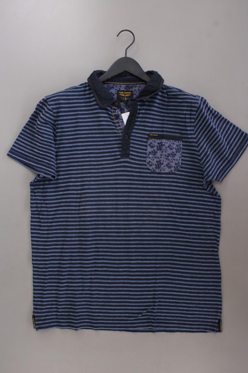 PME Legend Poloshirt für Herren Gr. XL gestreift Kurzarm blau aus Baumwolle