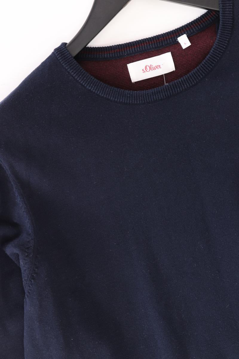 s.Oliver Feinstrickpullover für Herren Gr. L blau aus Baumwolle