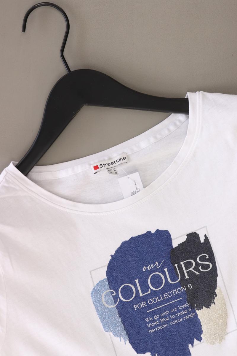 Street One Printshirt Gr. 38 Kurzarm weiß aus Baumwolle