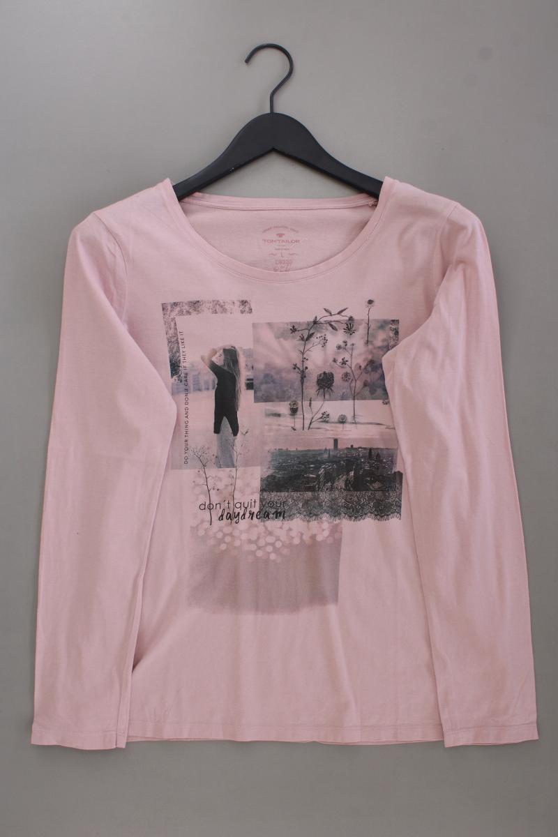 Tom Tailor Printshirt Gr. L Langarm rosa aus Baumwolle