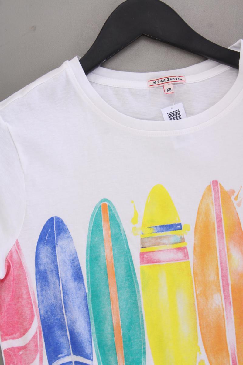 Timezone Printshirt Gr. XS neuwertig Kurzarm weiß aus Baumwolle