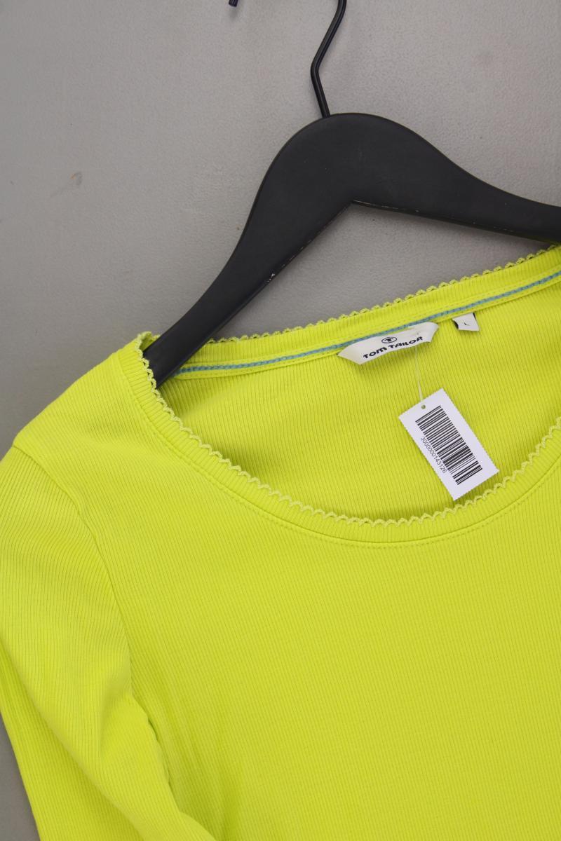 Tom Tailor Shirt neon Gr. L neuwertig 3/4 Ärmel grün aus Baumwolle