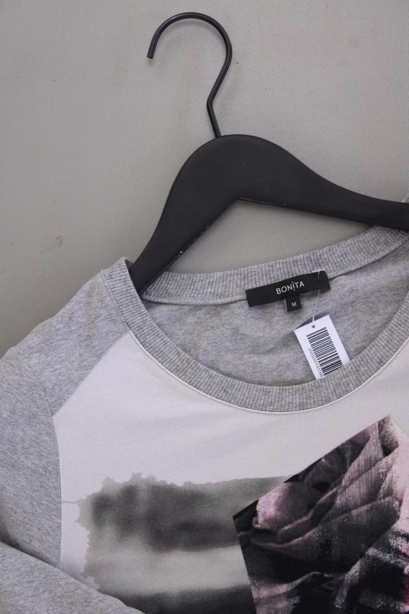 Bonita Printshirt Gr. M mit Blumenmuster 3/4 Ärmel grau