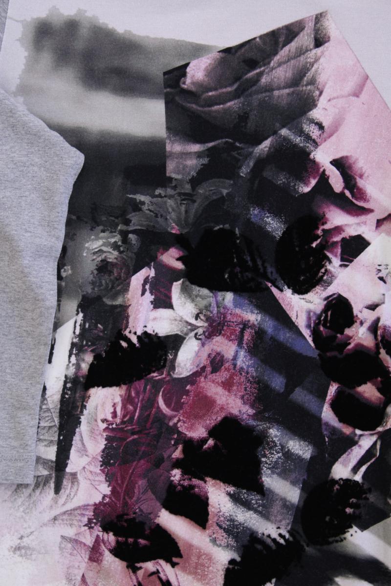 Bonita Printshirt Gr. M mit Blumenmuster 3/4 Ärmel grau