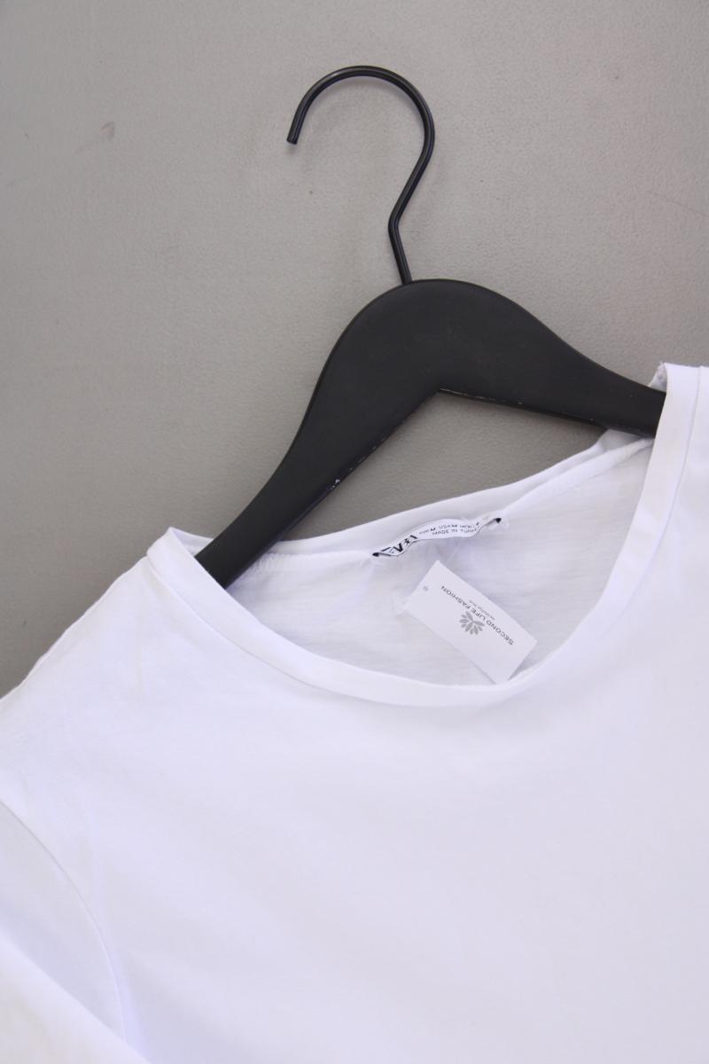 Zara T-Shirt Gr. M Kurzarm weiß aus Baumwolle