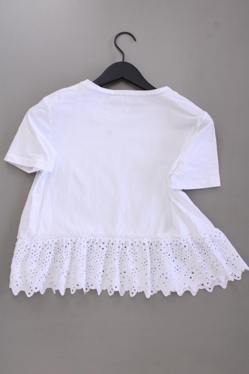 Zara T-Shirt Gr. M Kurzarm weiß aus Baumwolle