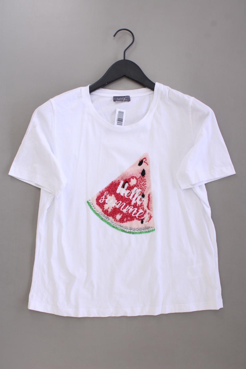 MYBC Peter Hahn Shirt mit Wassermelone Gr. 40 Kurzarm mit Pailletten weiß