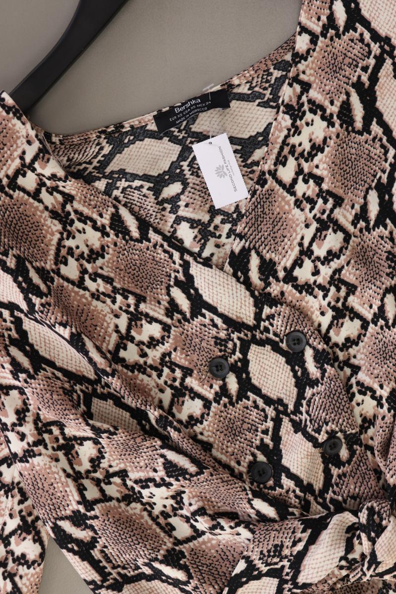 Bershka Regular Bluse Gr. XS mit Tierdruck 3/4 Ärmel creme aus Polyester