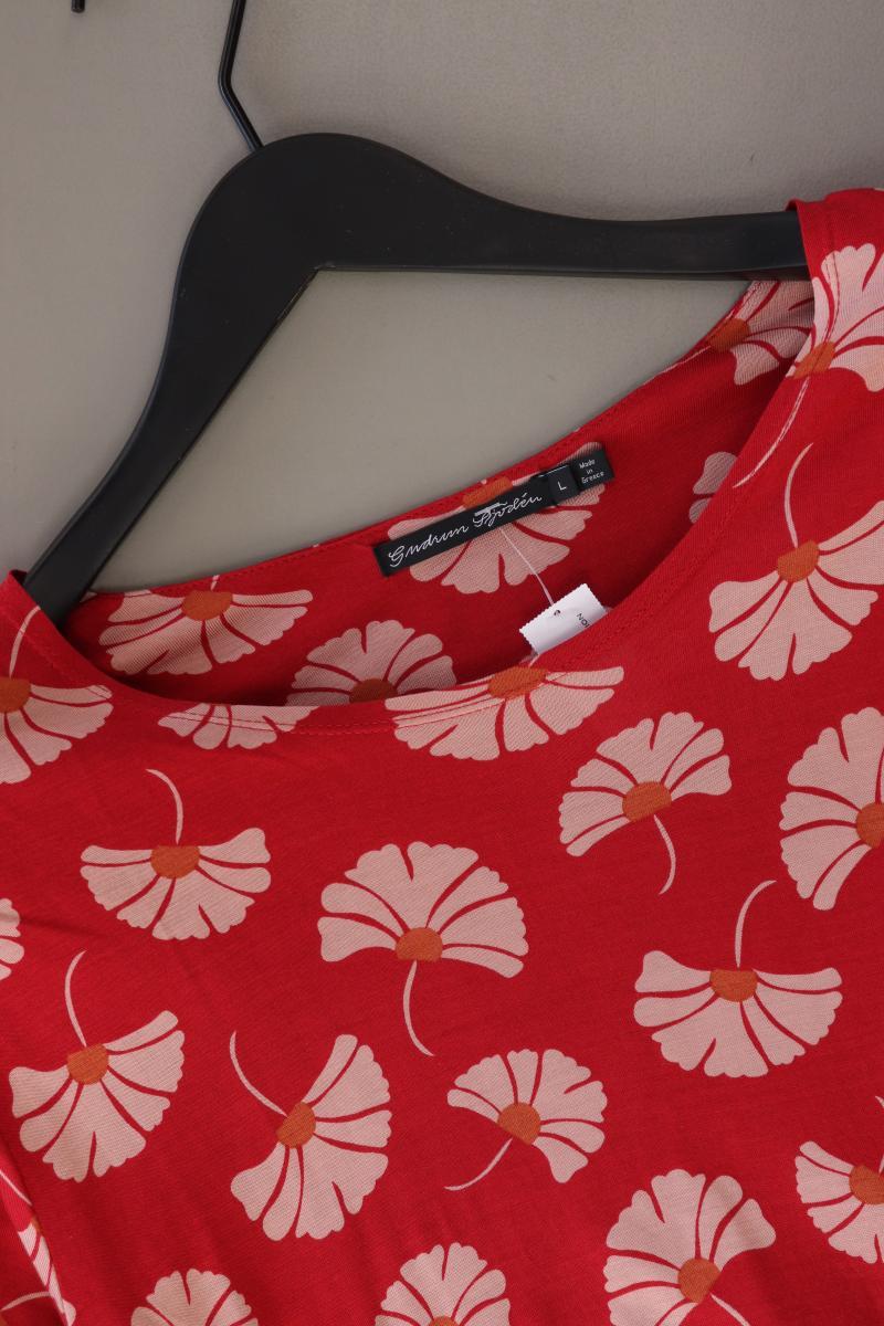 Gudrun Sjöden Printshirt Gr. L mit Blumenmuster Langarm rot aus Baumwolle