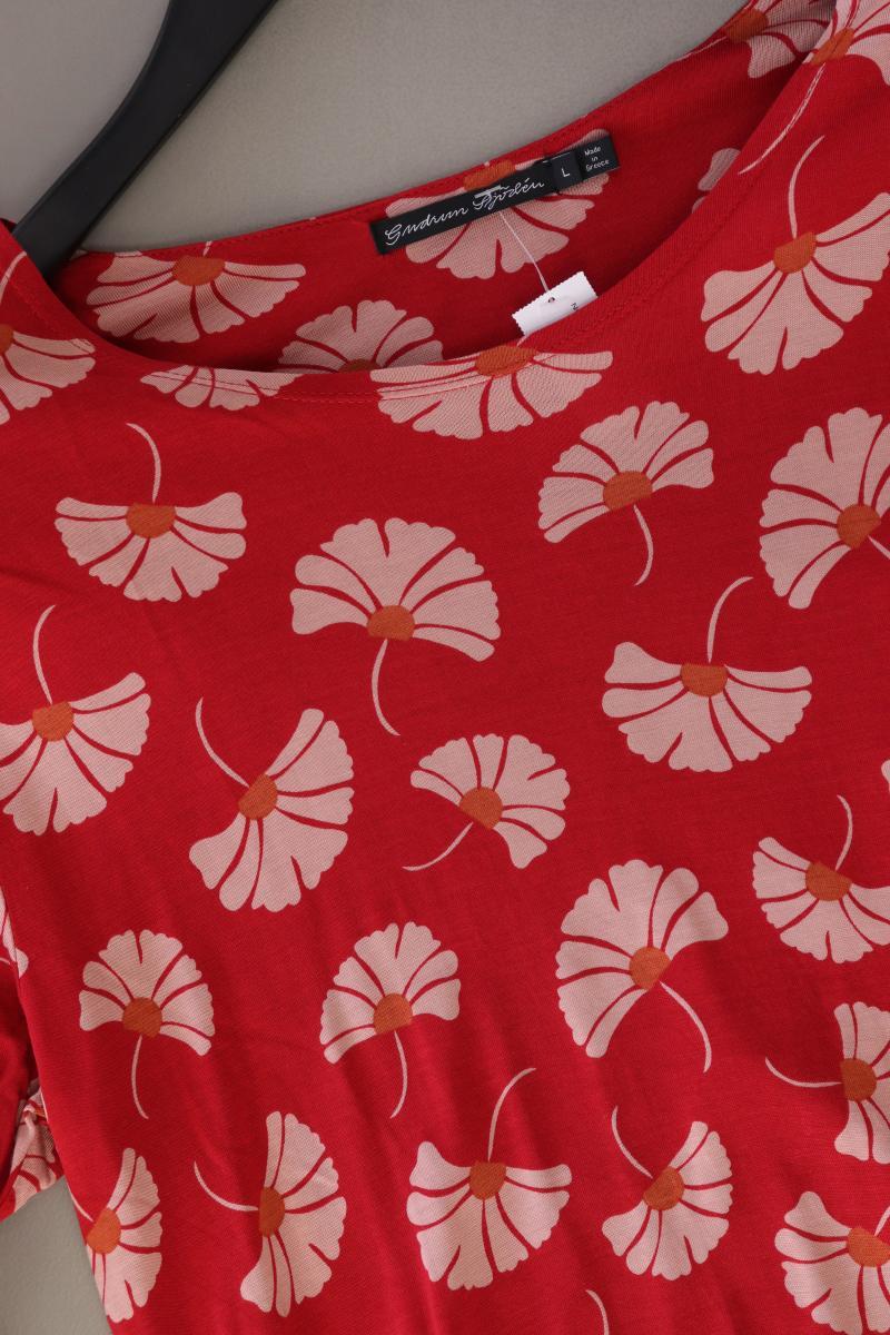 Gudrun Sjöden Printshirt Gr. L mit Blumenmuster Langarm rot aus Baumwolle