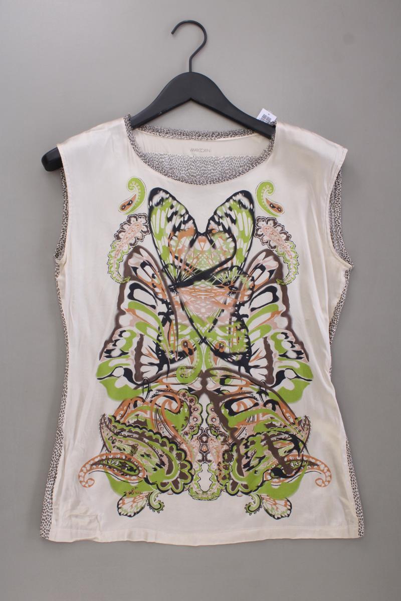 Marc Cain Seidenbluse Gr. 38 mit Tierdruck Ärmellos creme