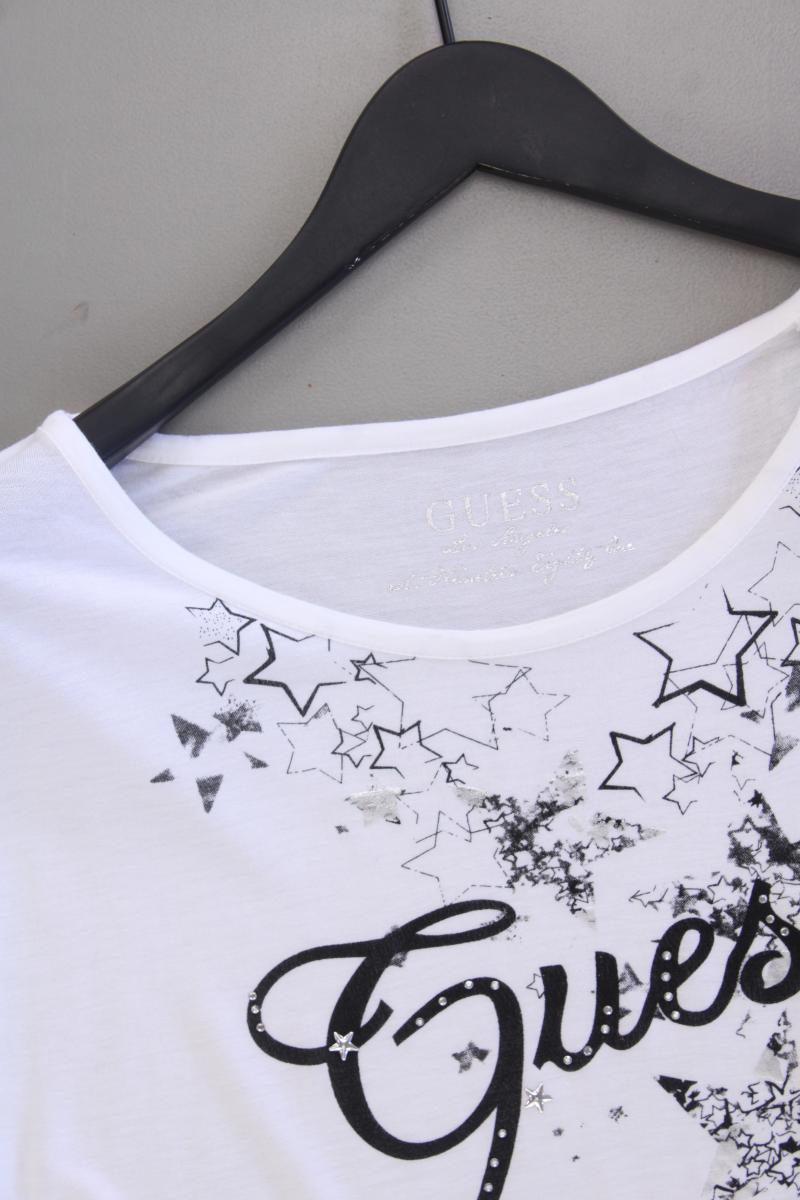Guess Printshirt Gr. M Kurzarm weiß aus Viskose