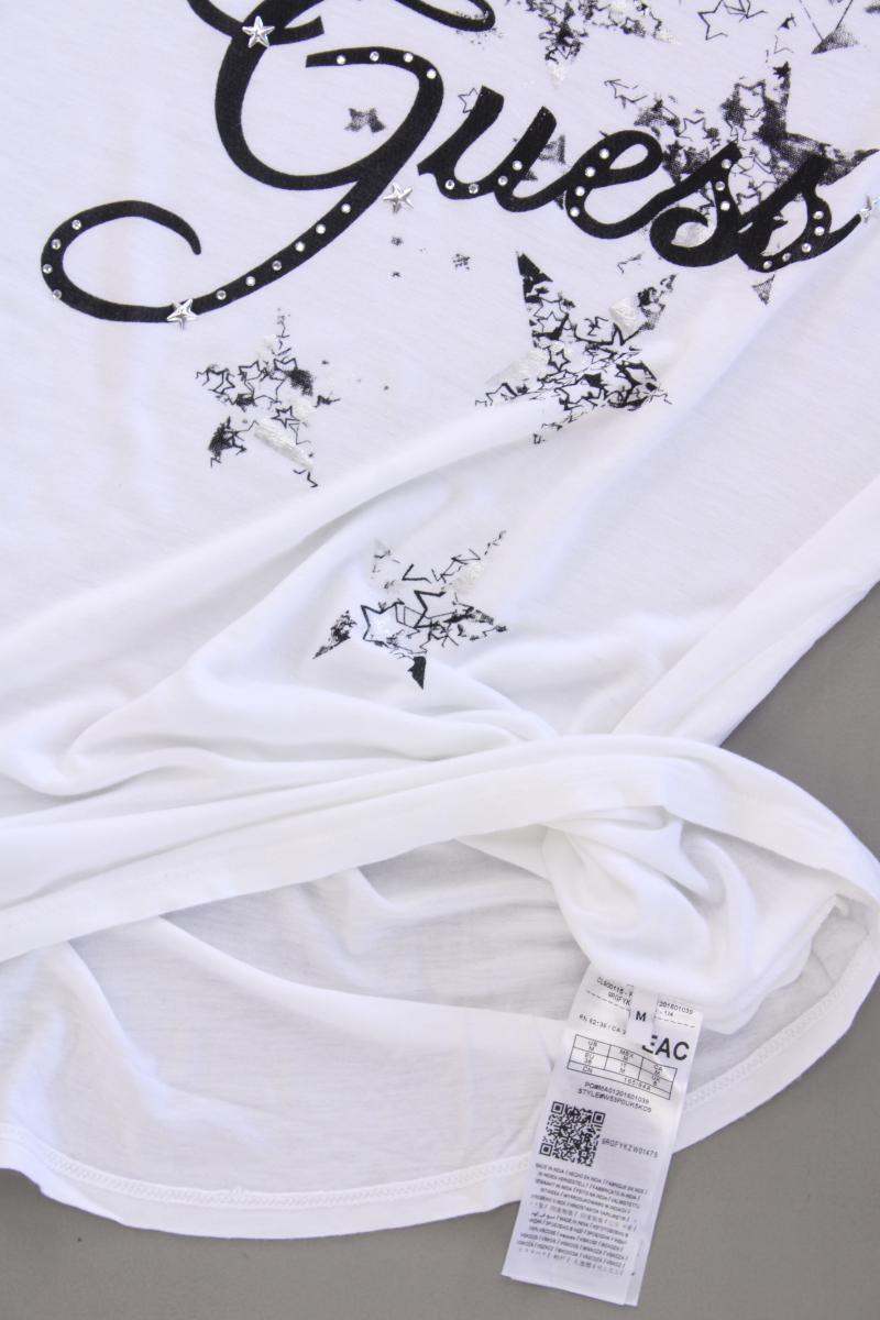 Guess Printshirt Gr. M Kurzarm weiß aus Viskose