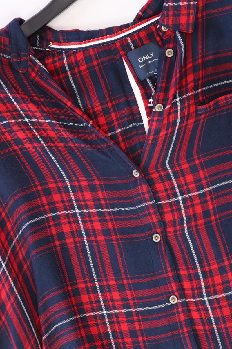 Only Bluse Gr. 36 kariert 3/4 Ärmel rot aus Baumwolle
