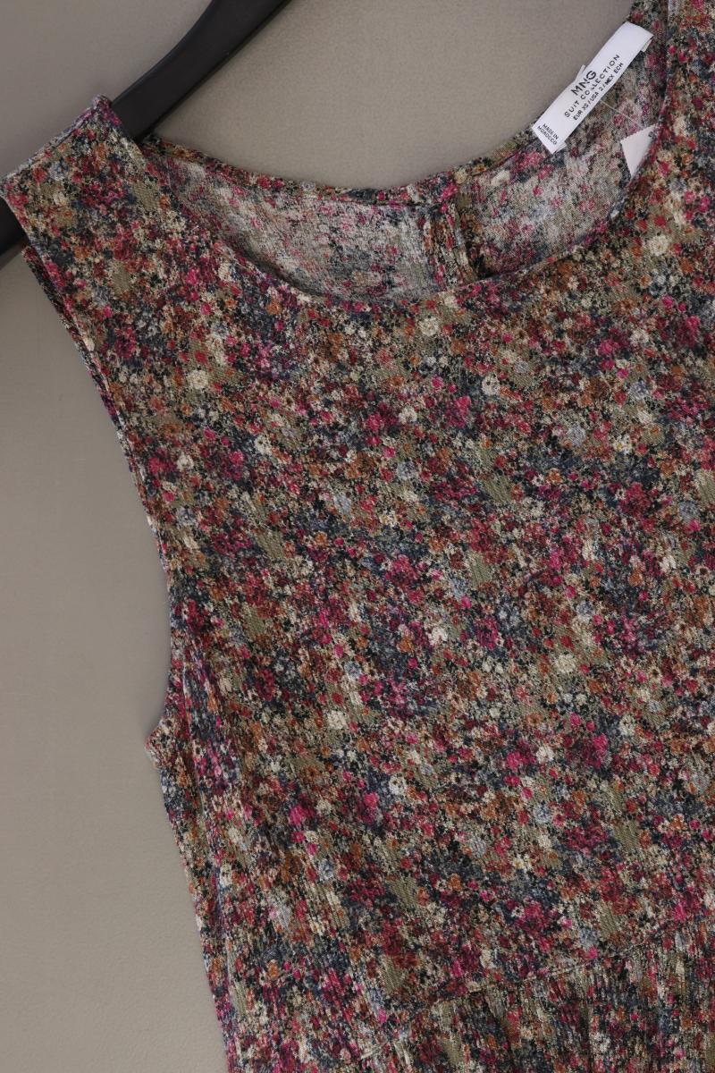 Mango Midikleid Gr. XS mit Blumenmuster Ärmellos mehrfarbig aus Viskose