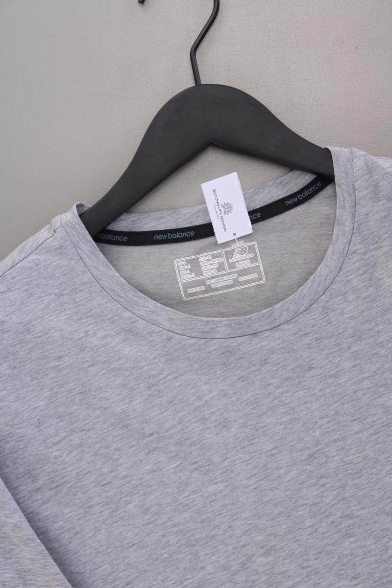 New Balance T-Shirt für Herren Gr. L neuwertig Kurzarm grau aus Baumwolle