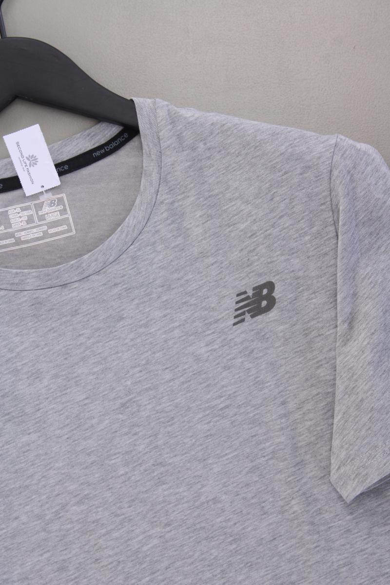 New Balance T-Shirt für Herren Gr. L neuwertig Kurzarm grau aus Baumwolle