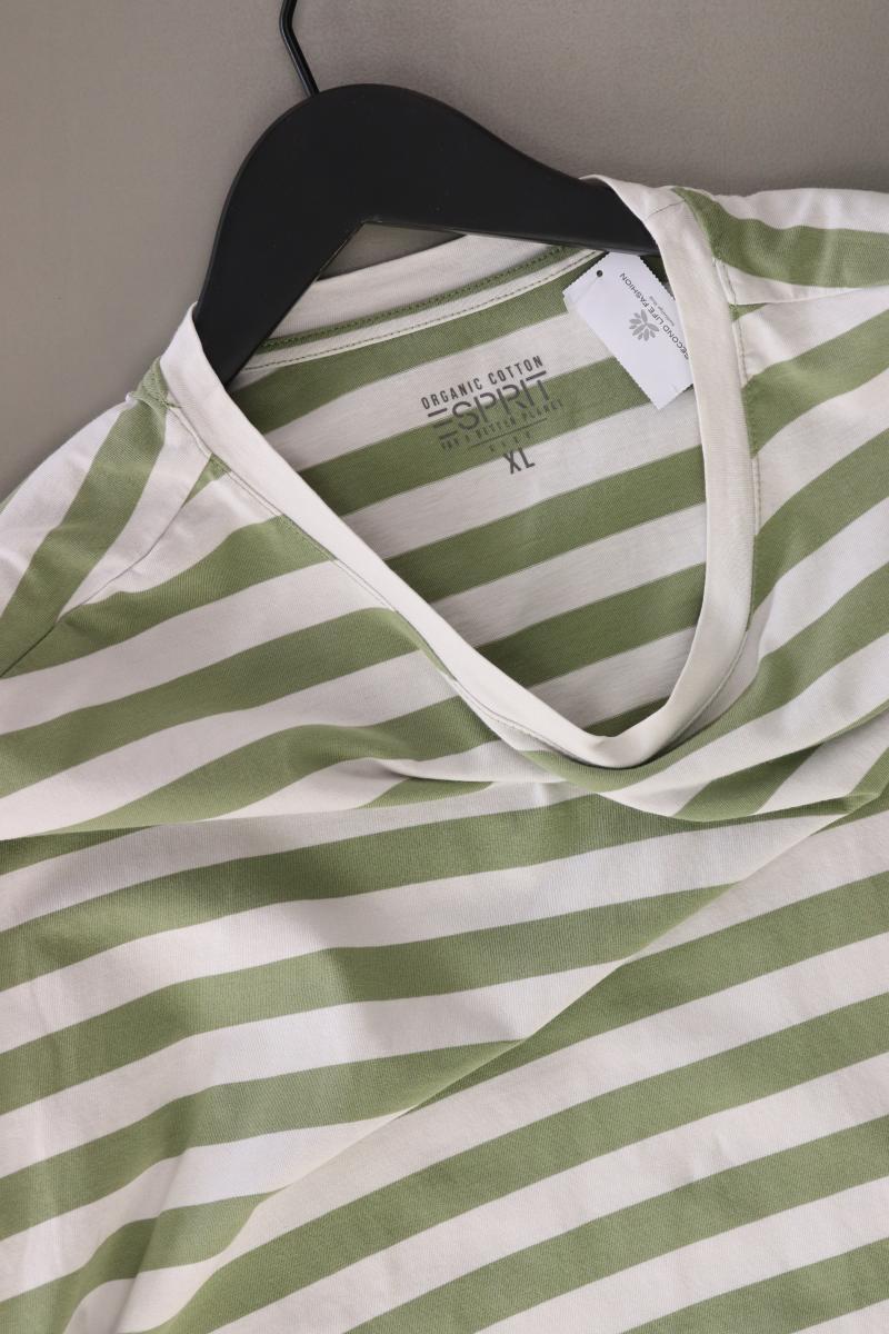 Esprit Ringelshirt Gr. XL gestreift Kurzarm olivgrün aus Baumwolle