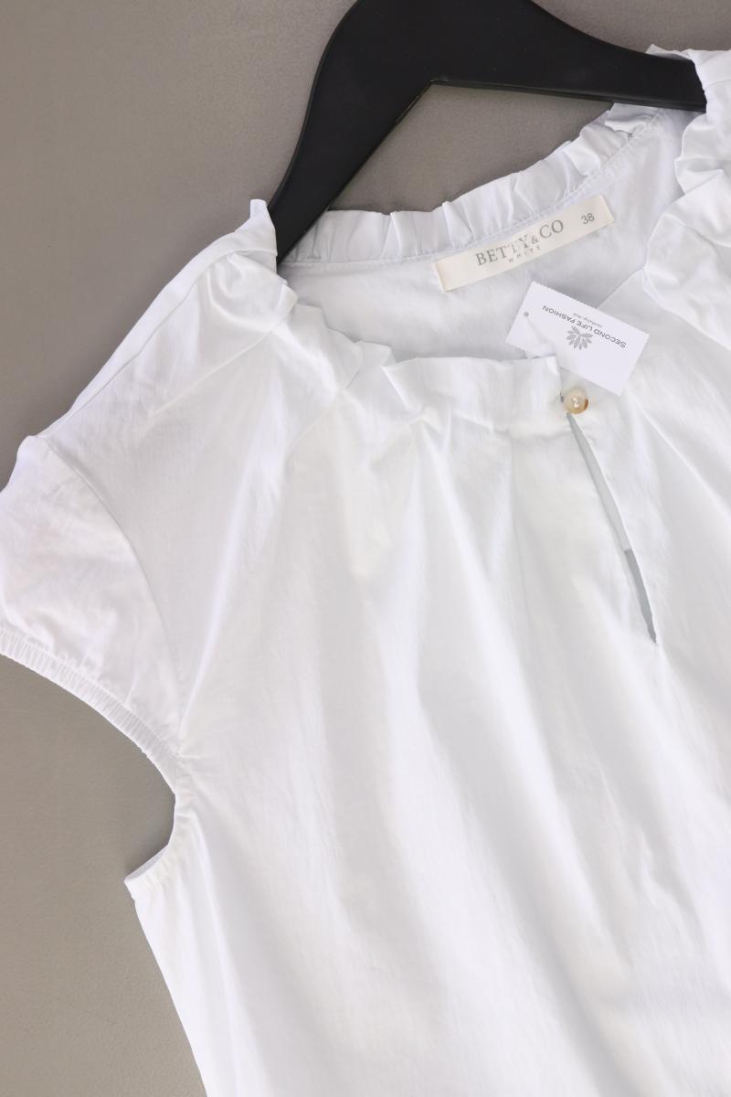 Betty & Co. Kurzarmbluse Gr. 38 weiß aus Baumwolle