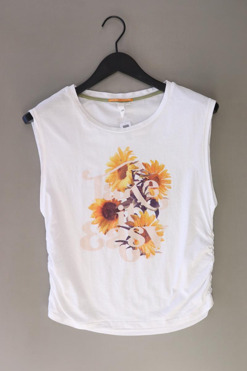 QS by s.Oliver Printshirt Gr. M Kurzarm weiß aus Baumwolle