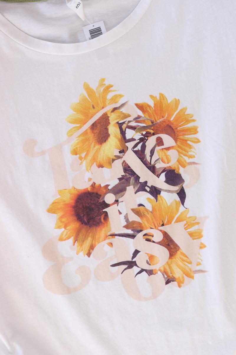 QS by s.Oliver Printshirt Gr. M Kurzarm weiß aus Baumwolle