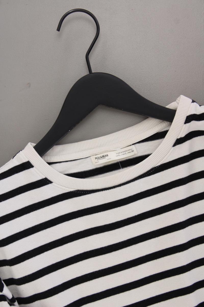Pull&Bear Langarmpullover Gr. L gestreift creme aus Baumwolle