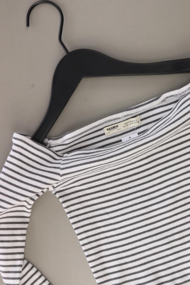 Pull&Bear Cropped Shirt Gr. S gestreift 3/4 Ärmel mit Carmen-Ausschnitt weiß