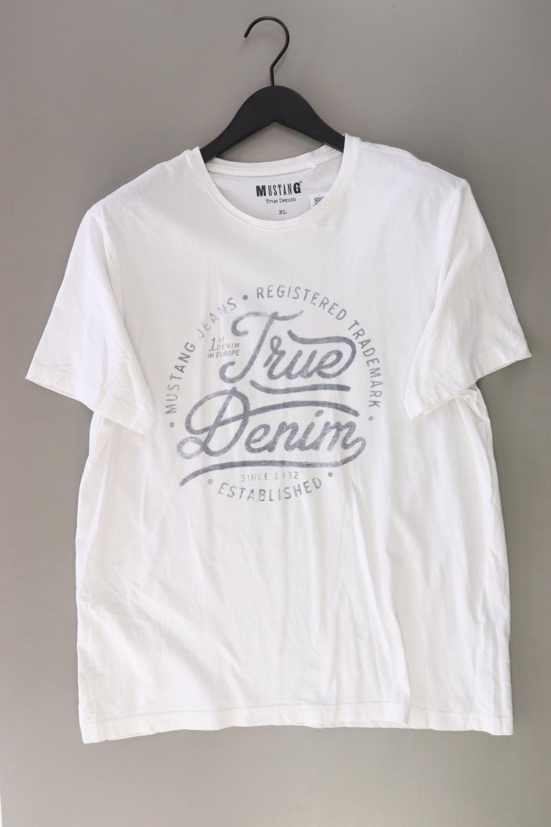 Mustang Printshirt für Herren Gr. XL Kurzarm weiß aus Baumwolle