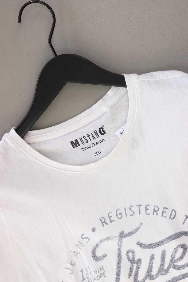 Mustang Printshirt für Herren Gr. XL Kurzarm weiß aus Baumwolle