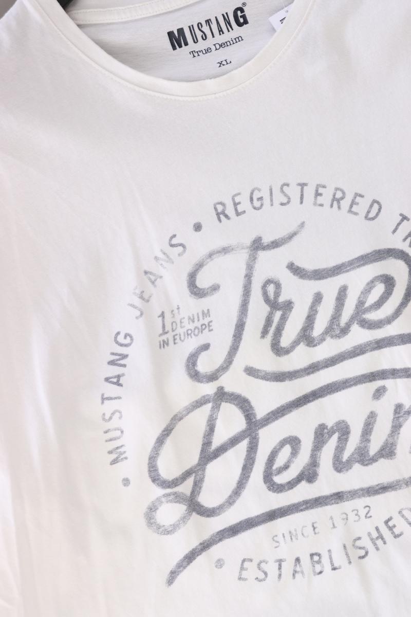 Mustang Printshirt für Herren Gr. XL Kurzarm weiß aus Baumwolle