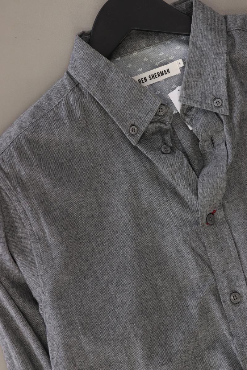 Ben Sherman Langarmhemd für Herren Gr. L grau aus Baumwolle