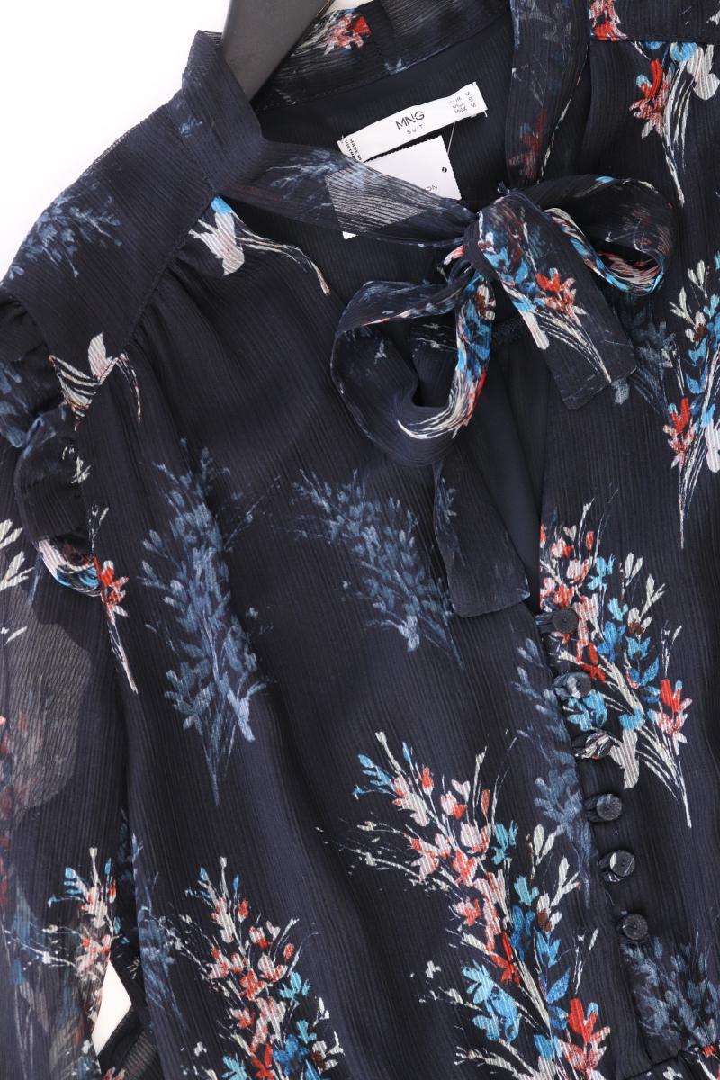 Mango Chiffonkleid Gr. M mit Blumenmuster Langarm blau aus Polyester