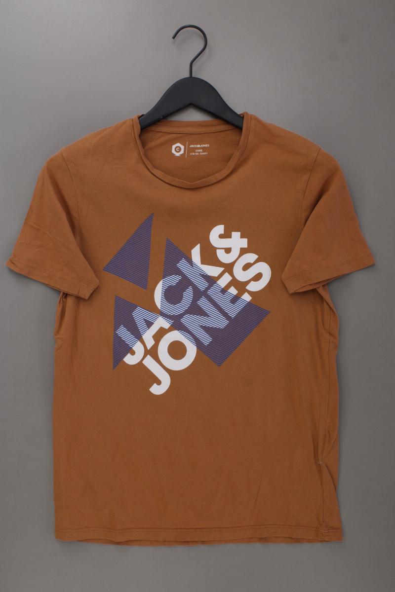 Jack & Jones Printshirt für Herren Gr. M Kurzarm braun aus Baumwolle