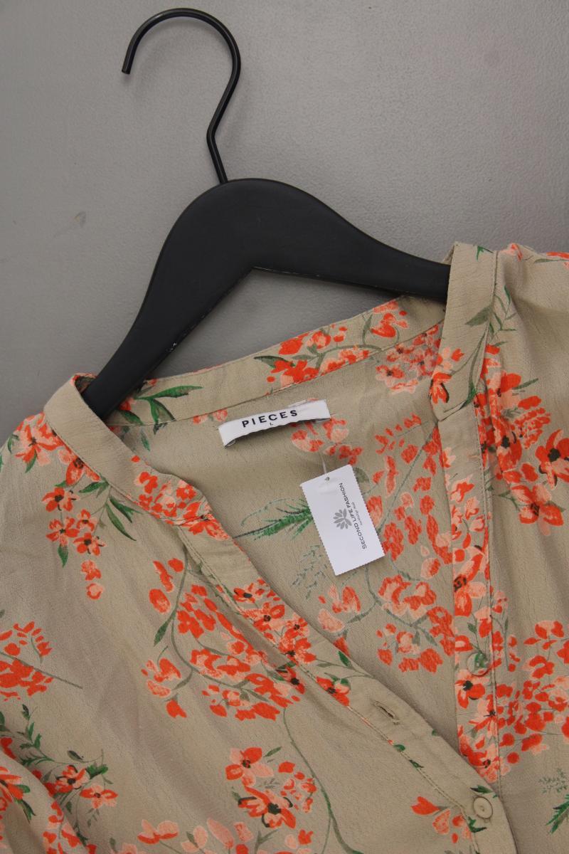 Pieces Langarmkleid Gr. L mit Blumenmuster mehrfarbig aus Viskose