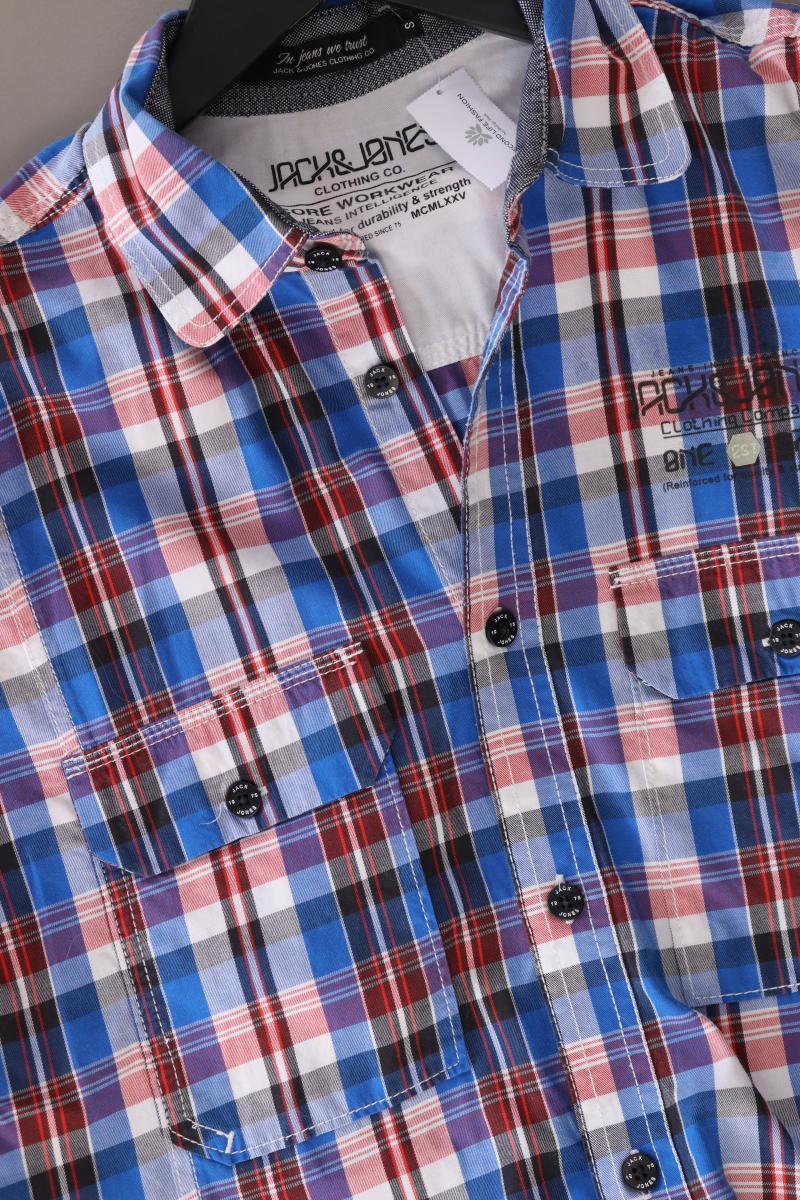 Jack & Jones Karohemd für Herren Gr. S kariert Kurzarm blau aus Baumwolle